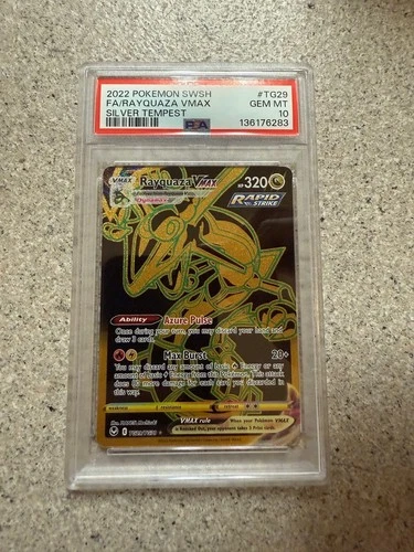 2022 POKEMON SWORD & SHIELD SILVER TEMPEST #TG29 FULL ART/RAYQUAZA VMAX PSA 10