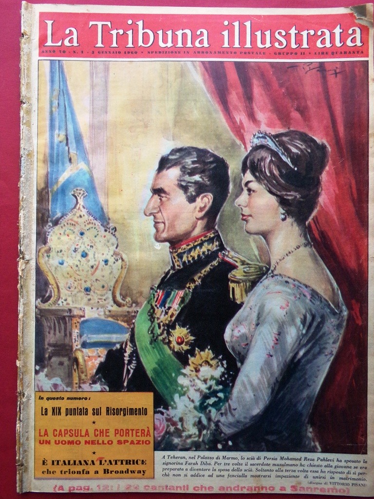La Tribuna Illustrata 3 Gennaio 1960 Nozze Pahlevi Diba Gabelli Mercury Wheatley