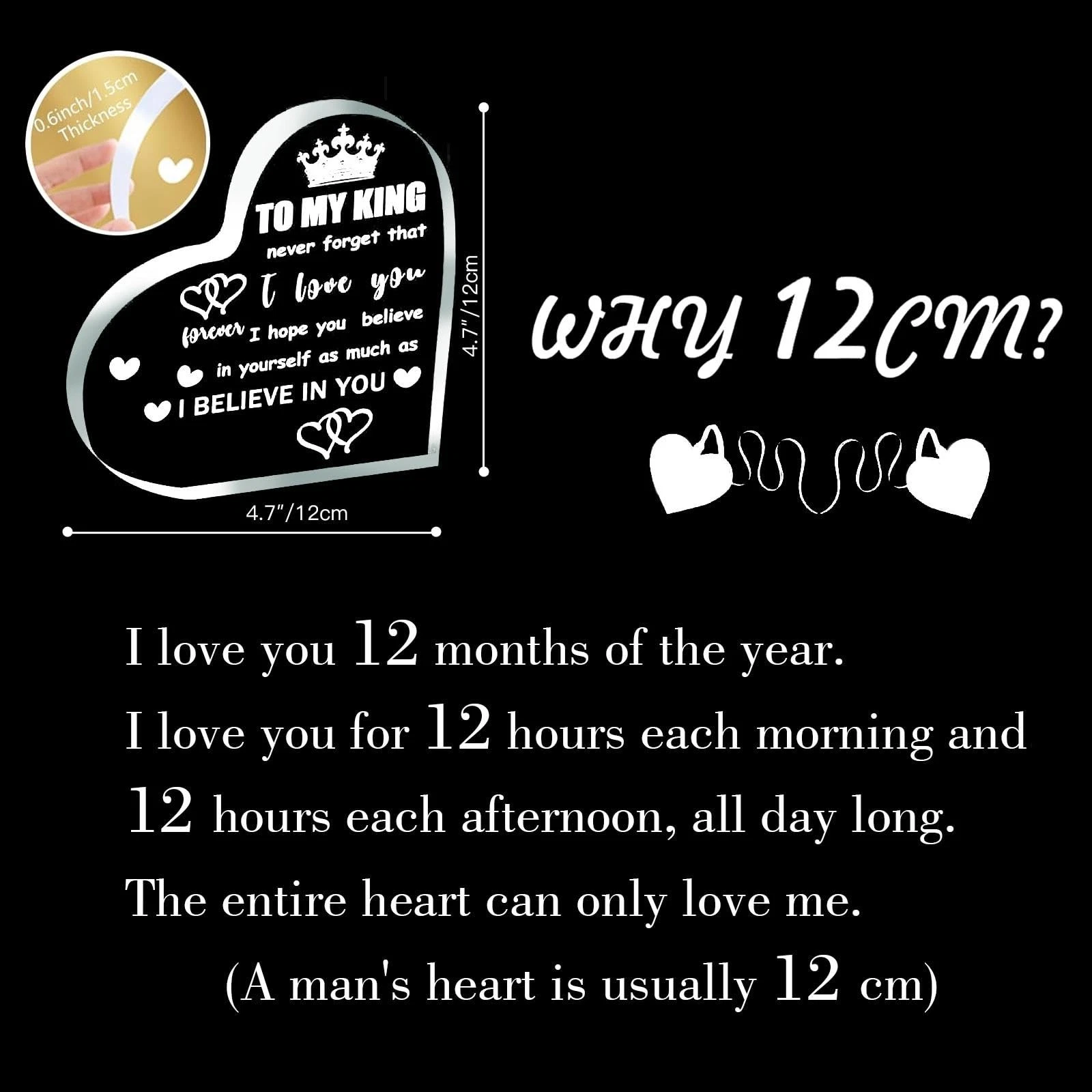 To My King Fathers Day Gift Acrylic Block for Husband Boyfriend Dad 4.7"x4.7"