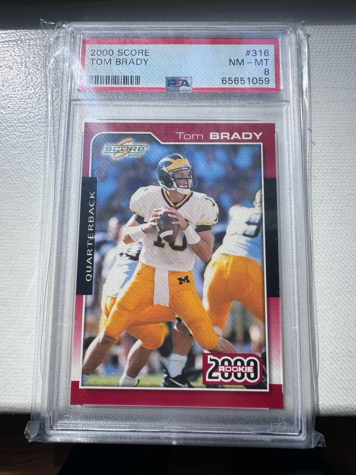 SCORE 2000 Football Tom Brady Rookie #316 Michigan Wolverines PSA 8 Base