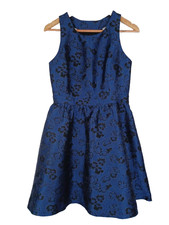 Jack Wills Halter Neck Skater Dress SZ 10 Blue Floral Short Flared Cut Away Back