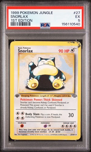 Snorlax (1st Edition) graded PSA 5 for sale on eBay