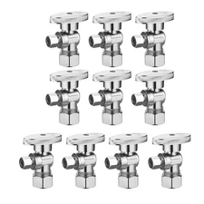 (10 Pack) BH Angle Stop Valve 1/2" Nominal Compression x 3/8" OD, 1/4-Turn Sh...