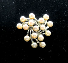Vintage Emmons Faux Goldtone & Faux Pearl Brooch Pin