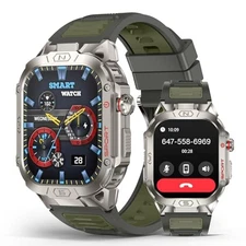  Smart Watch for Men with LED Flashlight, 2.02" HD Display Rugged Outdoor Grey