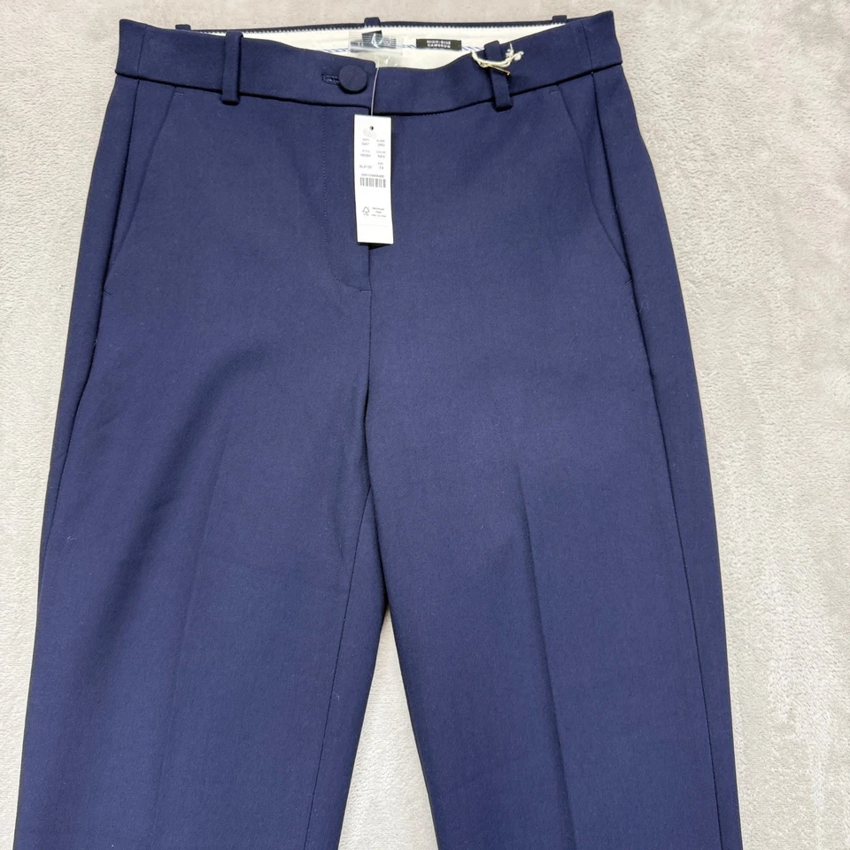 J Crew Pants Women's 4 Tall High Rise Cameron Navy Blue Cropped Stretch Trousers - Image 3 of 4