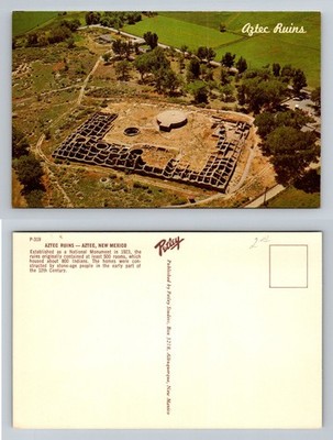 Aztec, NM-New Mexico, Aztec Ruins National Monument Aerial View Vintage Postcard