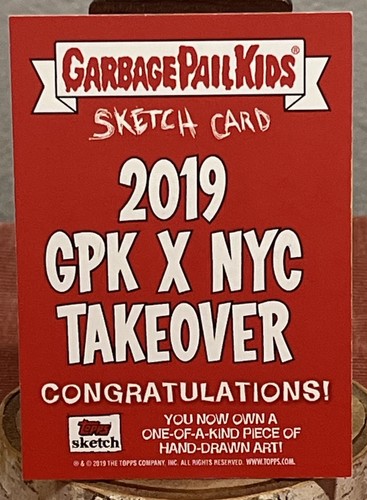 Garbage Pail Kids gpk 2019 Topps NYC Takeover Sketch Card John Brewer 1/1 NYCC - Picture 4 of 5