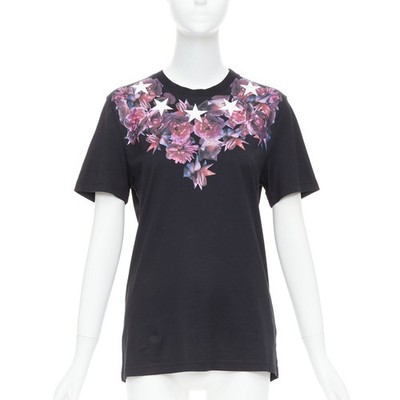 GIVENCHY Riccardo Tisci purple flower white star black tshirt XS