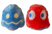 Pac-Man Reversible Ghost Blue Red Toy Factory Stuffed Plush 7" Toy READ