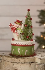 Bethany Lowe Christmas "Happy Snowman" on decorated box container, TL2361 NWT