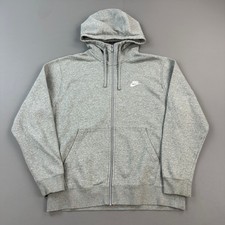 Nike Sportswear Club Fleece Hoodie Mens Large Gray Full Zip Swoosh Logo