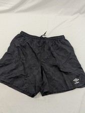 Vintage Umbro Black Nylon Shorts Futbol Soccer Size XL 5" inseam 