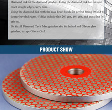 180 GRIT DIAMOND GRINDING DISK FOR DIAMOND TECH BEVEL MAX GRINDER 6" 1pc