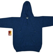 MEN HANDMADE ANDEAN ALPACA NAVY BLUE PULLOVER HOODIE SZ M