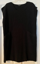 EILEEN FISHER Dress Size Small Black Cap Sleeves V-Neck Pockets Women's