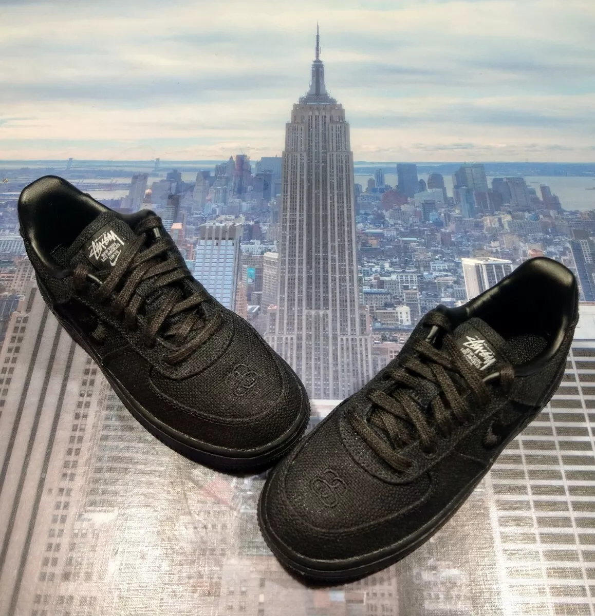 Nike x Stussy Air Force 1 Low Triple Black PS PreSchool Size 12c DD1578 001  New