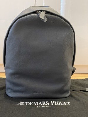 grey leather backpack