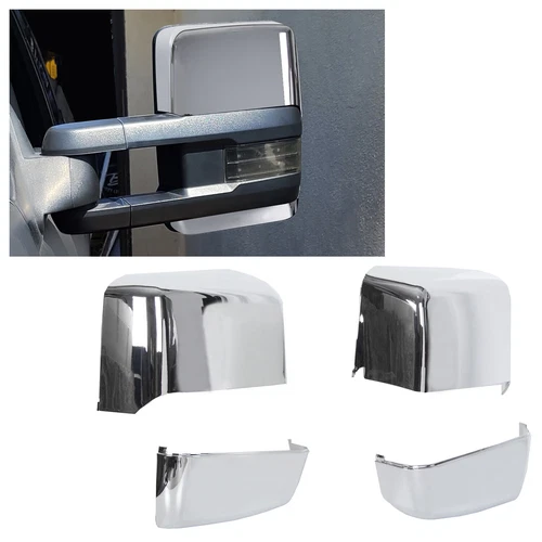 Pair Chrome Tow Mirror Cap Cover For 2014-2018 2019 Chevy Silverado GMC Sierra