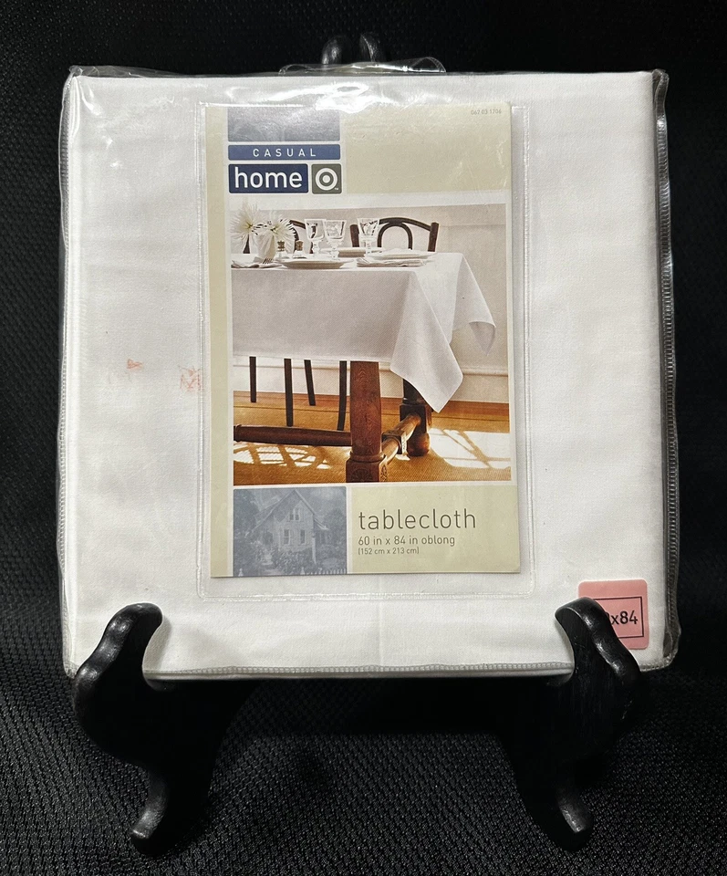 Casual Home 100% Cotton White Table Cloth 84”x60” Oblong Brand New In Package - Image 2 of 4