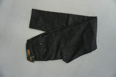 Colac Jenny Women's Jeans Stretch Trousers 32 XXS W24 L32 Thin Black Leather New