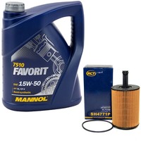 MotoröL Set 15W50 5 Liter + ÖLfilter SH 4771 P FüR Audi TT Seat Cordoba Skoda VW