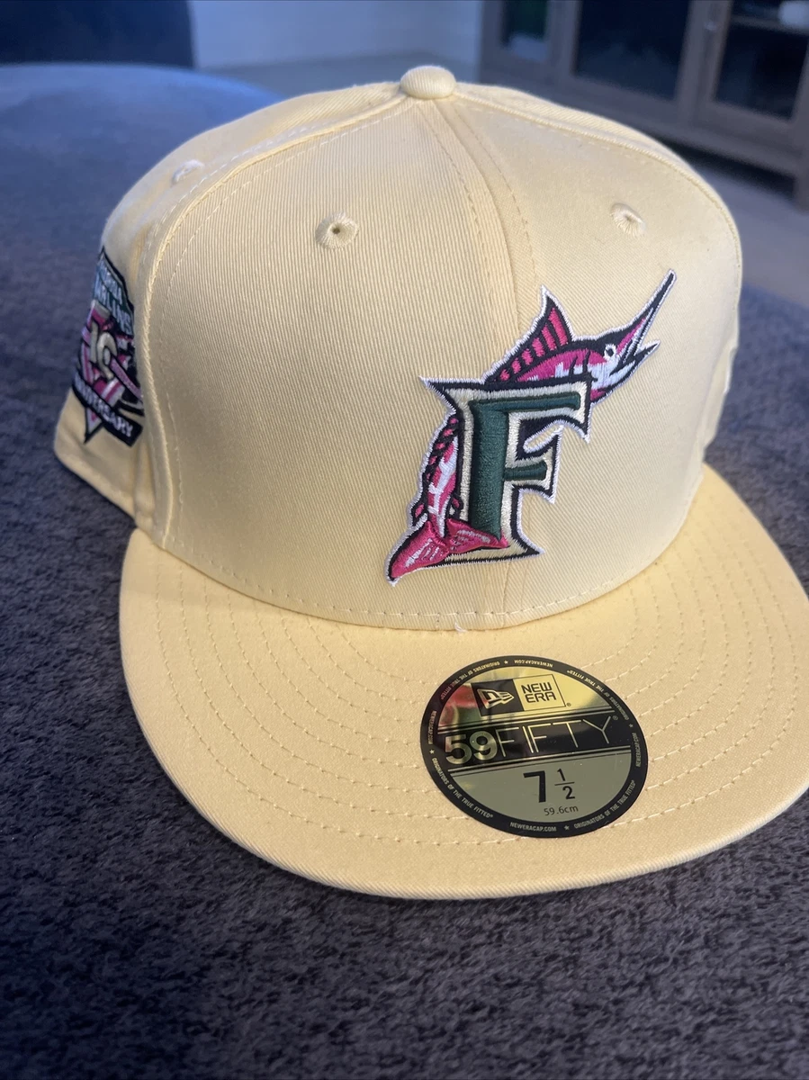 Florida Marlins New Era Fitted Hat 7 1/2 59/50 10 Year Anniversary Patch