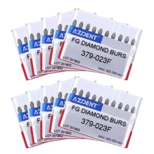 10X Dental FG Diamond Burs Egg Football Fine Grit Red #379-023F 10pcs/kit AZDENT