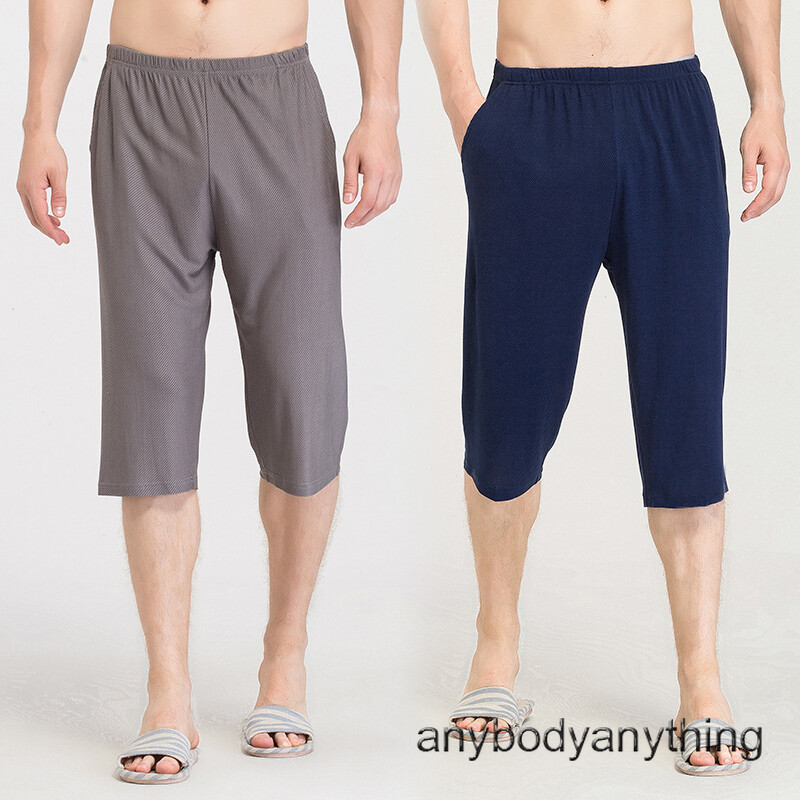 Mens Summer 100% Silk Shorts Casual Cropped Pants Breathable