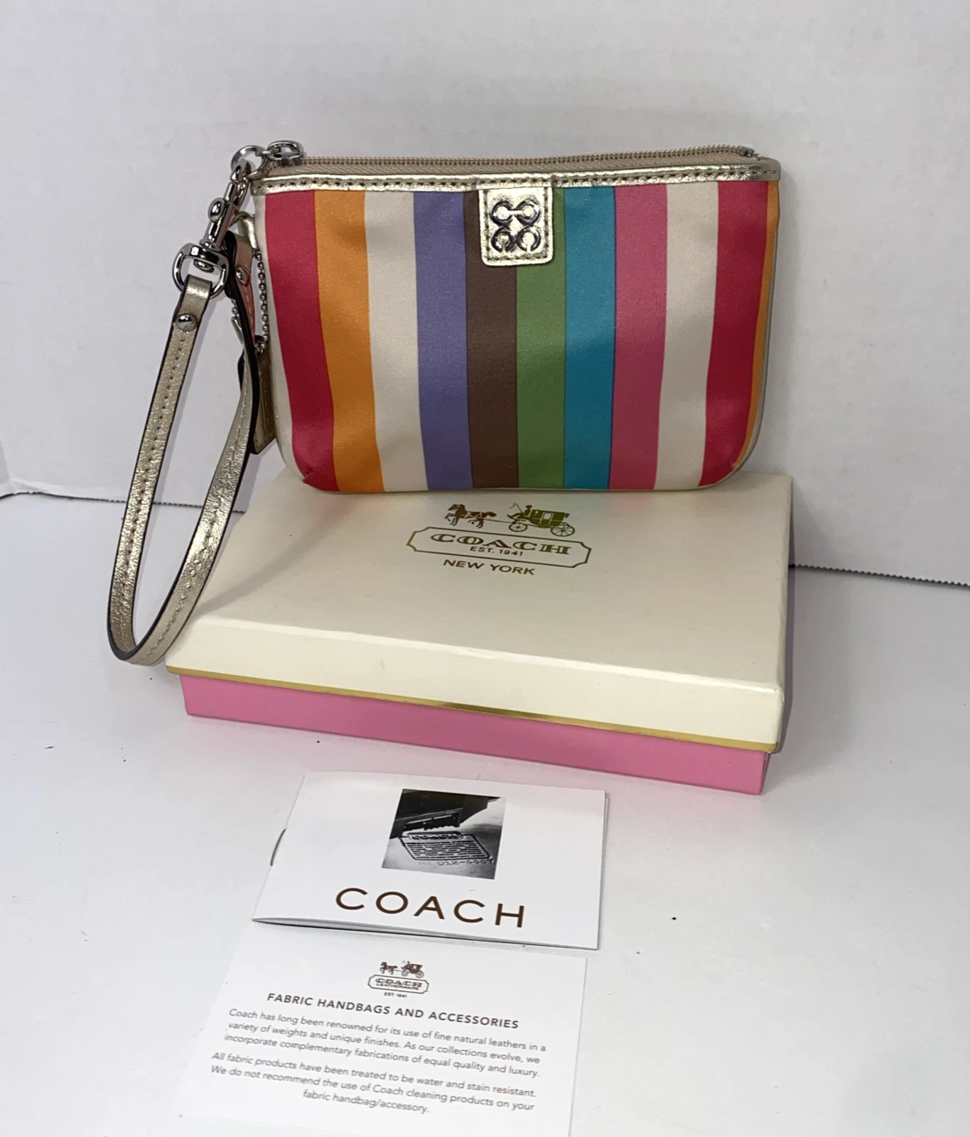 Coach Julia Multicolor Legacy braccialetto a righe raso e buona pelle 47510B L1