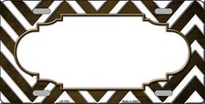 Brown White Chevron Scallop Rubbed Metal Novelty License Plate Tag Lp7091