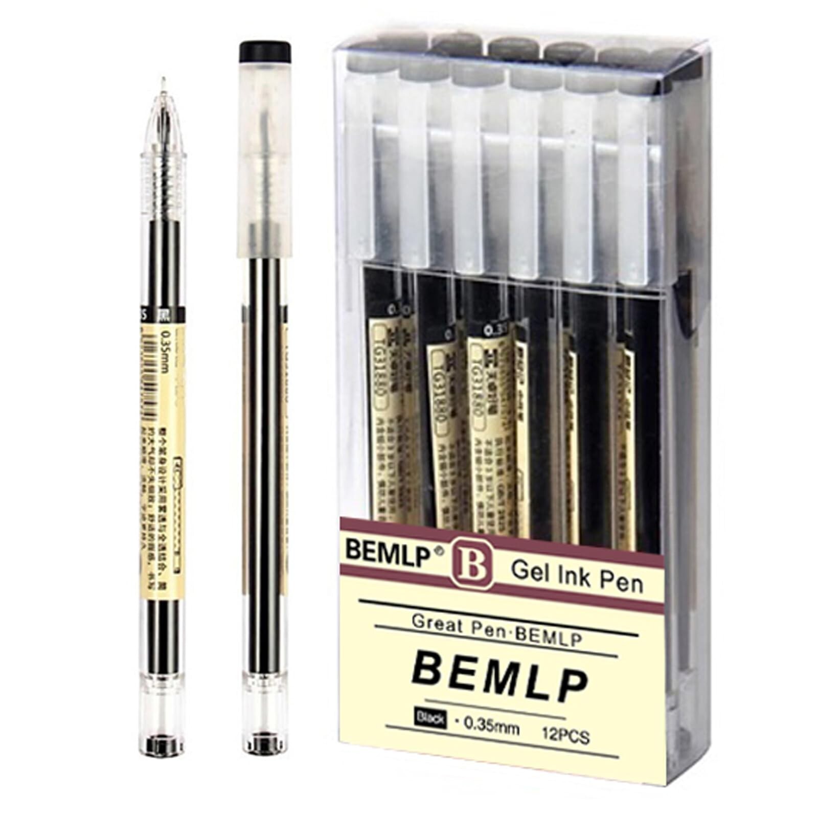 Gel ink Pen 0.34mm Black Liquid Ink Rollerball Gel Pens Quick Drying fine poi...