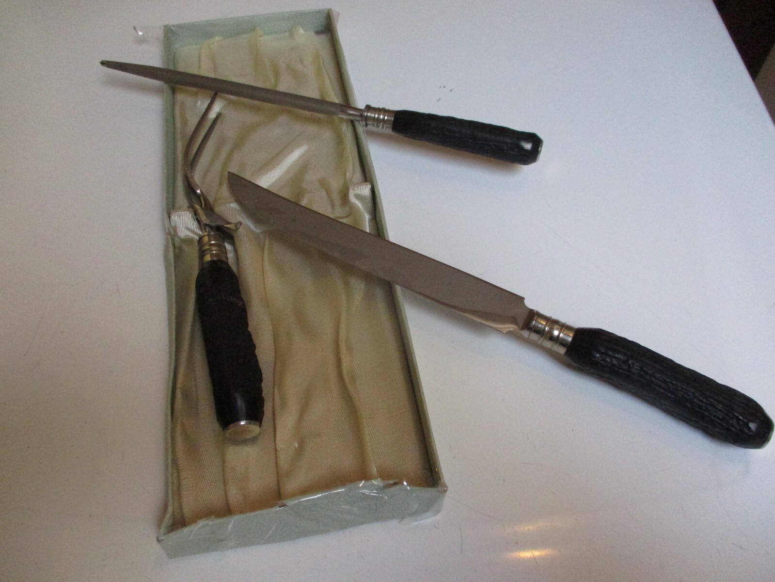 Royal Brand Cutlery Carving Set Antler Look Handled Set 12" 3 Pieces