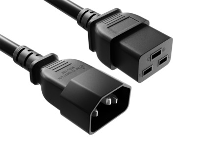 6ft IEC-60320 C14 to C19 Extension Power Cord 14AWG 15A/250V SJT, Black