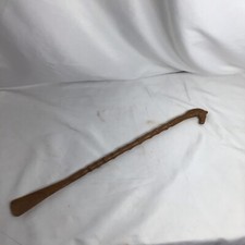 Vintage Equestrian Horse Head long Light Brown swirled PLASTIC SHOE HORN bamboo