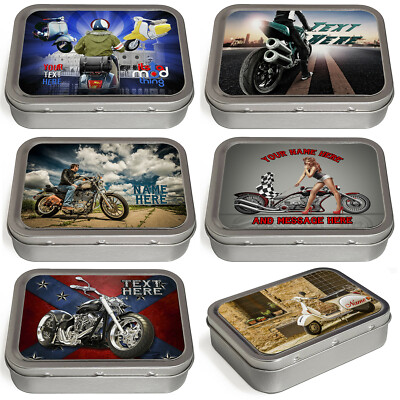 Personalised Tobacco Tin Motorbike 2oz Baccy Fathers Day Cigarette Birthday 