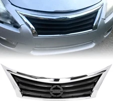 For 2013-2015 Nissan Altima Front Bumper Upper Grille Black w/ Chrome Trim