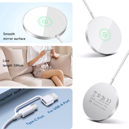 15W Fast Charging Pad Magnetic Wireless Charger Mat For Apple iPhone 15 14 13 12 - Picture 7 of 21