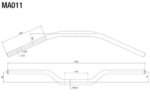 Barra de manillar de motocicleta Rizoma 28,6 mm negro aluminio MA011 Ducati Streetfighter 1098 - Imagen 2 de 2