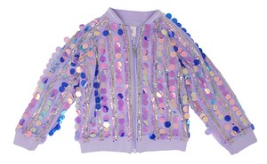 purple sequin bomber jacket