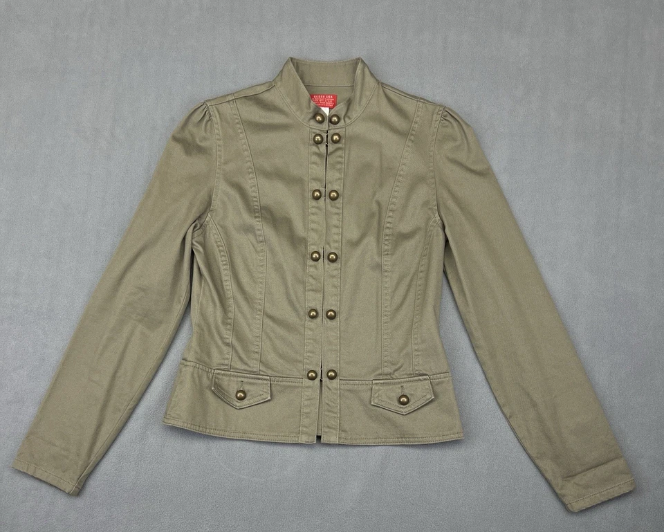 GUESS USA Womens Medium Military Double Button OD Green Olive Jacket Fashionable - Image 2 of 4