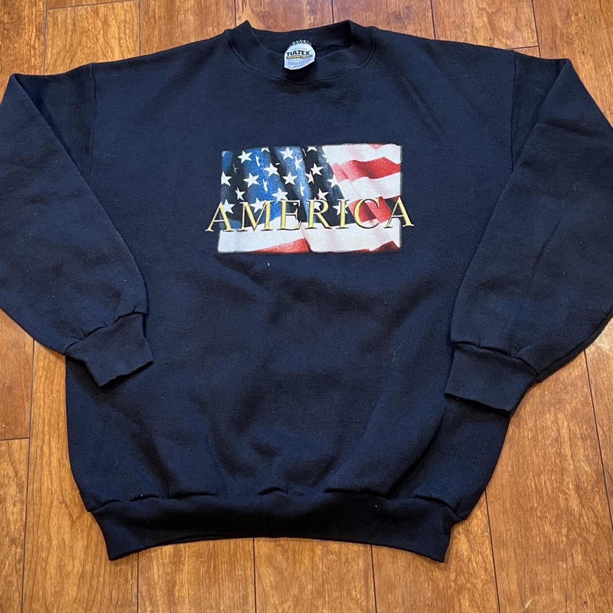 Vintage Tultex Maximum Sweats America Flag Sweatshirt Single