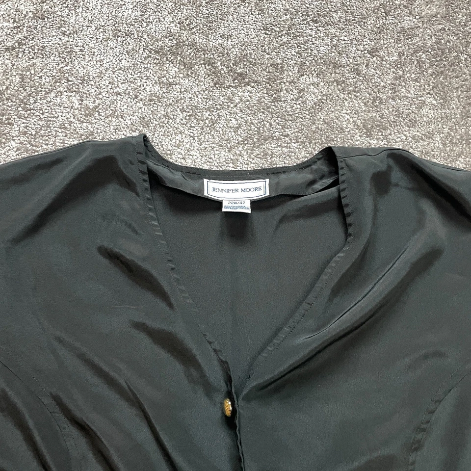 Blusa Jennifer Moore Camisa Abotonada Mujer 22W/42 Negra Manga Larga Top Foto 2 de 4