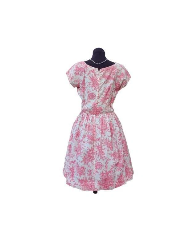 Vestido de Fiesta Rosa Años 60 Cóctel Vintage Formal Seda Toile PRECIOSO Talla S Foto 4 de 4