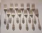 Lot of 12 Wallace Grande Baroque 6 1/2 " Sterling Silver Salad Forks 527 grams