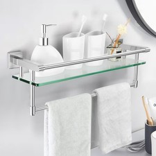 NEW GLASS BATHROOM SHELF Towel Bar Stainless Steel Tempered Chrome not delta