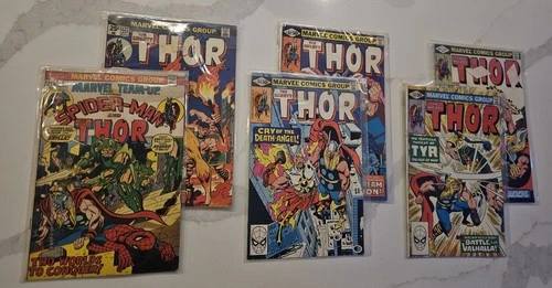 Lot Of 6 Vintage Marvel Comics The Mighty Thor From The 80's