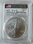2025 (P) SILVER EAGLE PCGS MS70 EAGLE PRIVY FIRST DAY ISSUE FDI DAMSTRA SIGNED