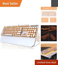 Cute Wired Mechanical Keyboard with Unique Round Keycaps - Gaming & Office Use