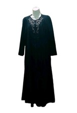 Vintage Vanity Fair Full Length Black 1/4 Zip Soft Fleece House Coat Robe S